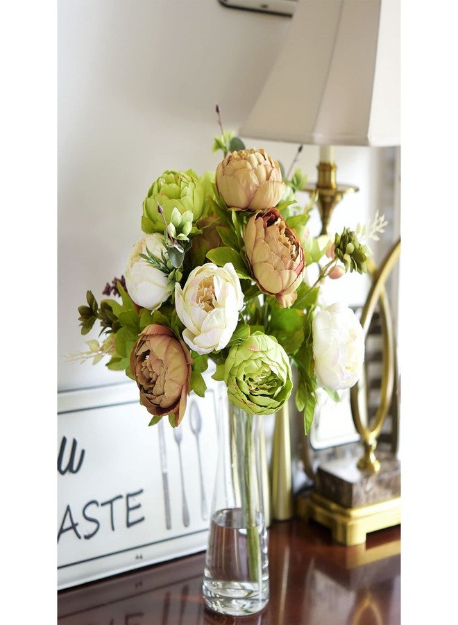 FiveSeasonStuff Vintage Artificial Peonies Silk Peony Flowers and Hydrangeas for Wedding Bridal Home Décor - Beautiful Floral Centerpiece Arrangement 2 Bouquets (Country Rustic Brown Beige Green Mix) - Image 3